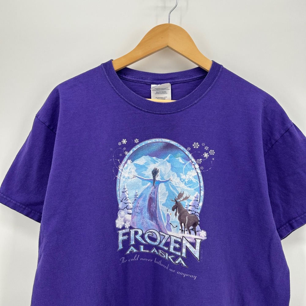 2000s Disney Frozen Alaska Purple Graphic T-Shirt Mens XL Souvenir Tee